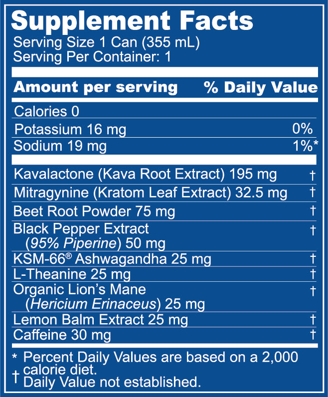 magic dose supplement facts label with various extracts and their amounts per serving on a blue background.